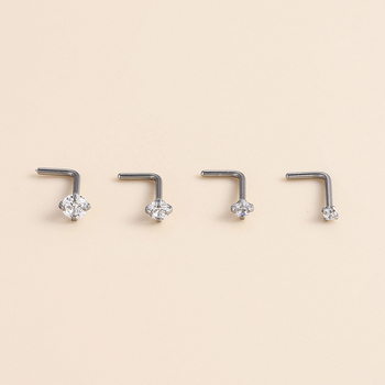 Titánium orrpiercing cirkóniás beépítéssel, geometriás forma, uniszex divat, modell Hspj532