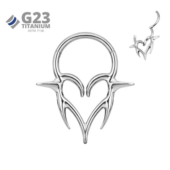 Orrgyűrű titánium ötvözetből, szív alakú – uniszex, fényes felület, modell M2514