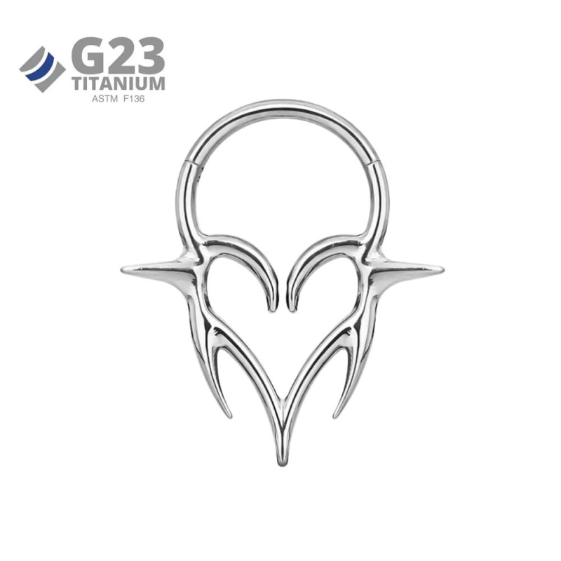 Δαχτυλίδι μύτης από τιτάνιο με σχήμα καρδιάς – unisex, γυαλισμένο φινίρισμα, μοντέλο M2514