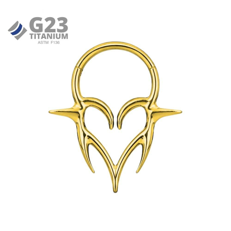 Orrgyűrű titánium ötvözetből, szív alakú – uniszex, fényes felület, modell M2514