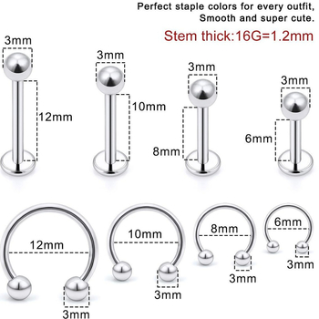 Set unisex de piercing pentru nas, geometric U, din oțel inoxidabil 304, electroplăcat