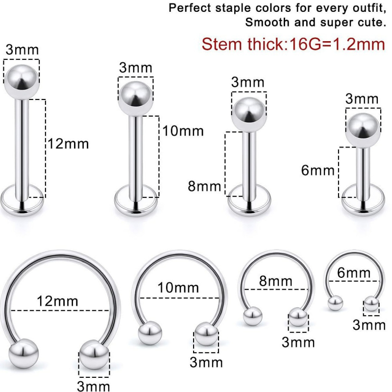 Set unisex de piercing pentru nas, geometric U, din oțel inoxidabil 304, electroplăcat