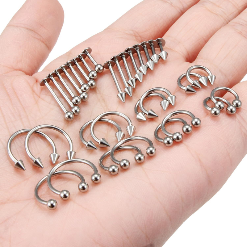 Set unisex de piercing pentru nas, geometric U, din oțel inoxidabil 304, electroplăcat