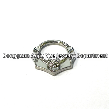 Inel nazal, titan G23, motiv liliac, unisex, piercing fără cusături, BBM113, seria Crazy Animal City, gravură inclusă