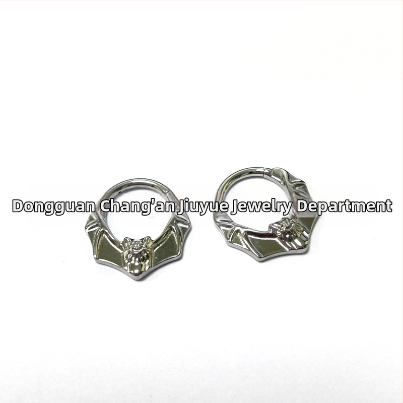 Titāna G23 deguna gredzens ar bat motīvu, universāls, bezšuvju pirsings, BBM113, Crazy Animal City sērija, gravēšana