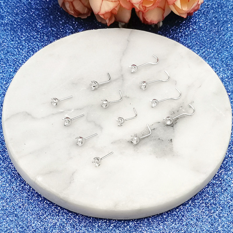 S925 ezüst orrpiercing, perforációs típus, geometriai kialakítás, uniszex stílus, elektroplakált felület