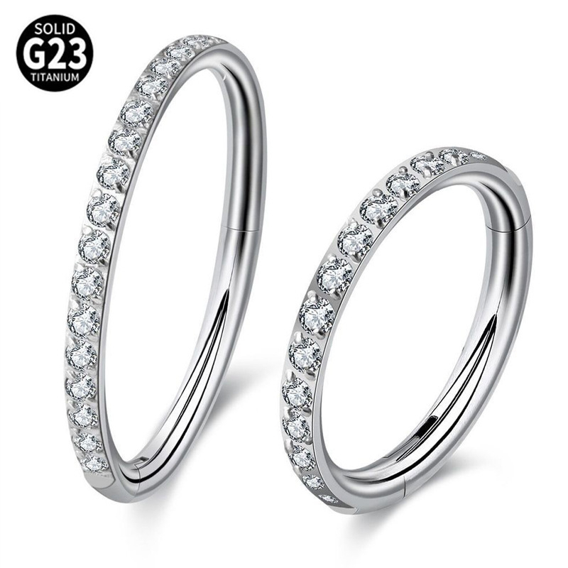 Orrgyűrű G23 titán ötvözetből, geometriai forma, cirkón, elektroplakálás