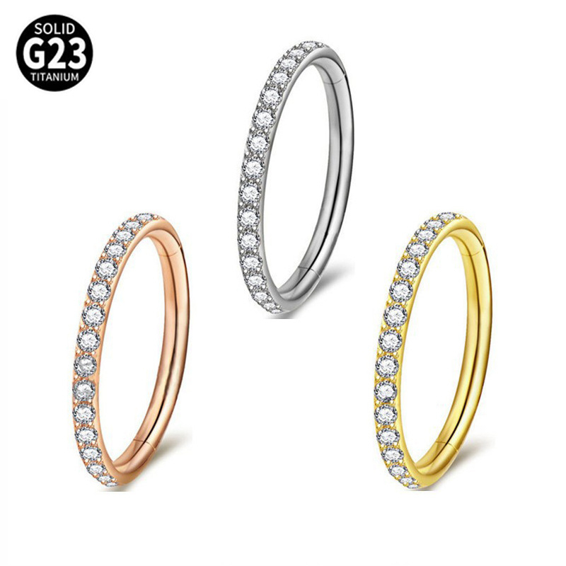 Orrgyűrű G23 titán ötvözetből, geometriai forma, cirkón, elektroplakálás