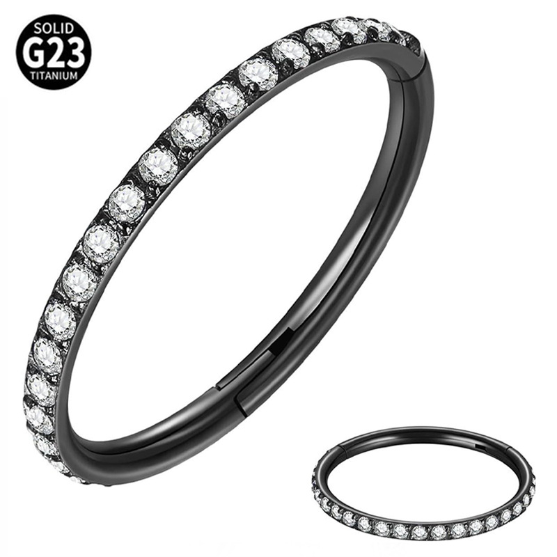 Orrgyűrű G23 titán ötvözetből, geometriai forma, cirkón, elektroplakálás