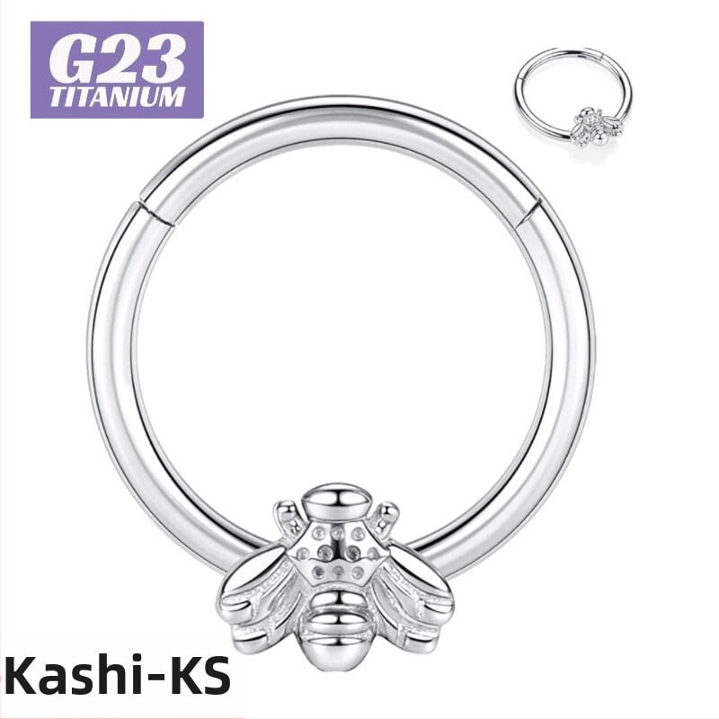 ρινικό σκουλαρίκι από τιτάνιο ατσάλι, γυαλισμένο φινίρισμα, σχήμα ζωού/ζωδιακού, unisex, ρετρό στυλ