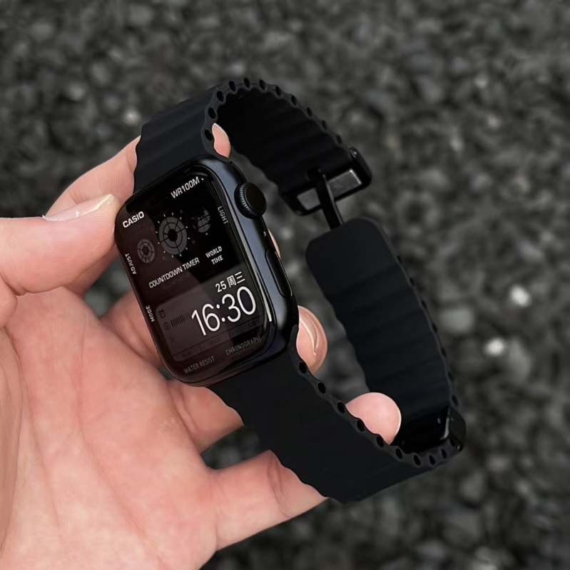 Ζώνη Apple Watch Ultra — Σιλικόνη με μαγνητικό κούμπωμα, απλό στυλ