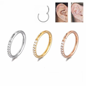 Orrgyűrű, gyémánttal beültetett, titánium ötvözet G23, F136 tisztaság, geometriai forma, uniszex