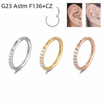 Orrgyűrű, gyémánttal beültetett, titánium ötvözet G23, F136 tisztaság, geometriai forma, uniszex