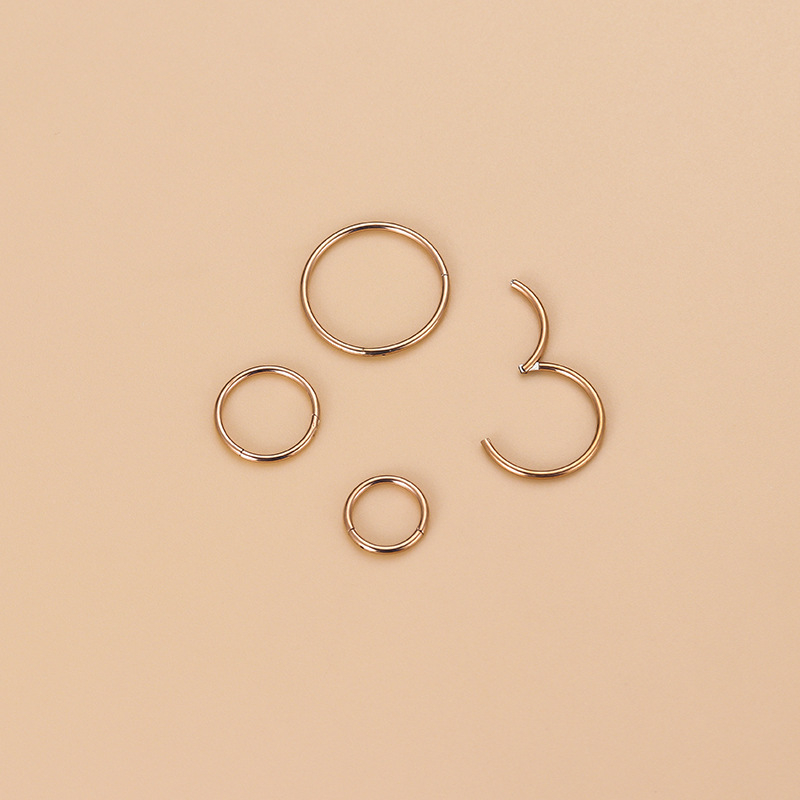 Пръстен за нос от неръждаема стомана, затворен пръстен, геометричен дизайн, унисекс пирсинг бижута