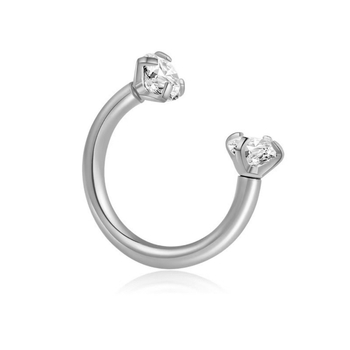 Dingti G23 aliaj titan, inel nazal, formă U, cu zirconiu alb încrustat, placat electroplating