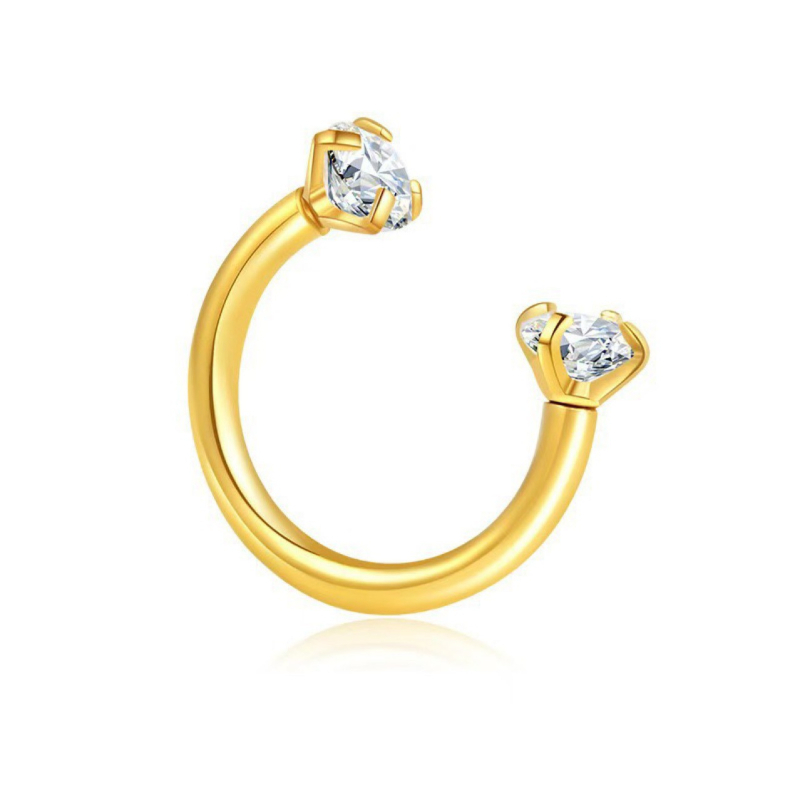 Dingti G23 aliaj titan, inel nazal, formă U, cu zirconiu alb încrustat, placat electroplating