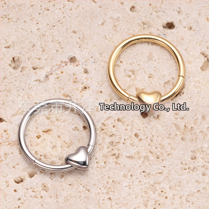 G23 titanová zliatina nosový krúžok so srdcovým tvarom, anodizovaný dizajn pre piercing
