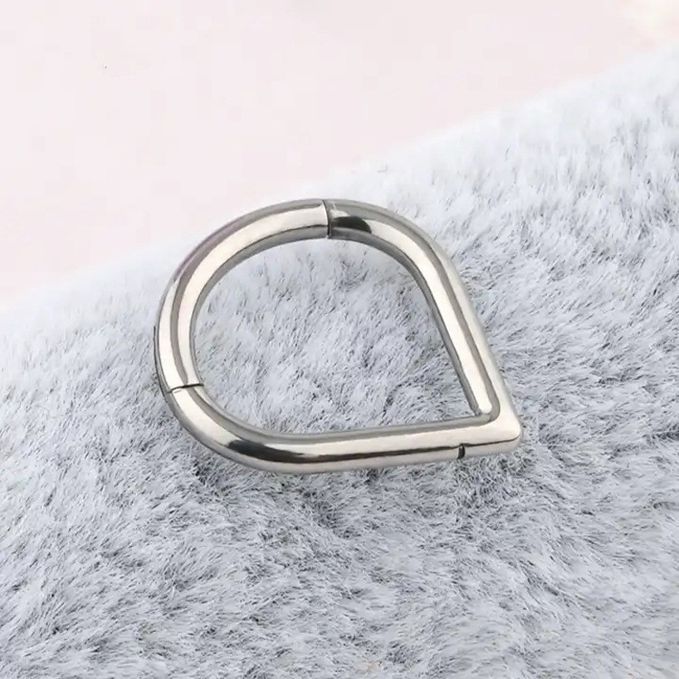 Inel nazal, formă picătură, oțel inoxidabil 316L, placare electrolitică, unisex