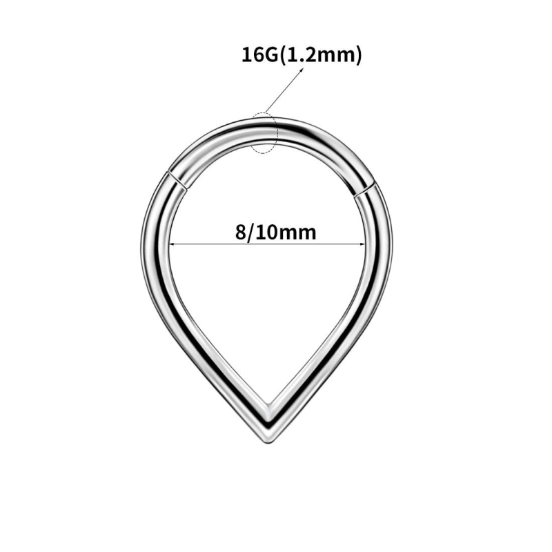 Inel nazal, formă picătură, oțel inoxidabil 316L, placare electrolitică, unisex