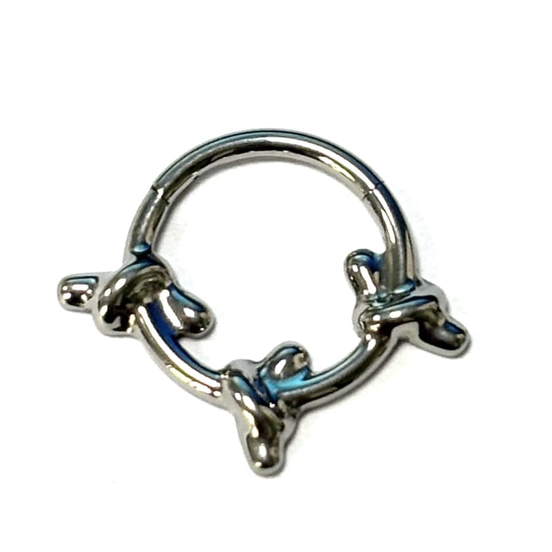 Cercei inel nazal, aliaj titan, formă papion, puritate G23, gravură, Jiuyue