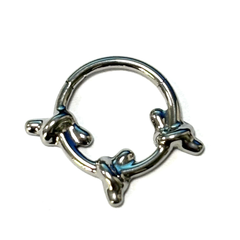 Cercei inel nazal, aliaj titan, formă papion, puritate G23, gravură, Jiuyue