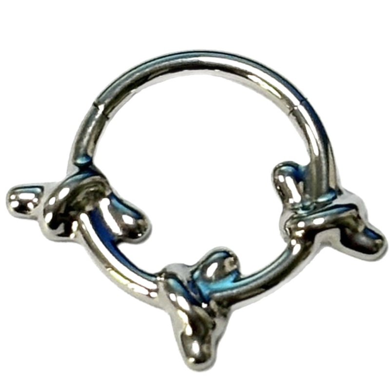 Cercei inel nazal, aliaj titan, formă papion, puritate G23, gravură, Jiuyue