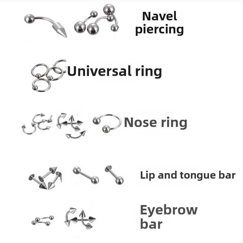 Sada nosového piercingu — 85 kusov, nerezová oceľ, geometrický dizajn, unisex, samostatne balené