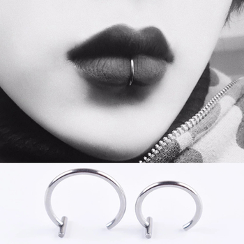 Korejskog stila unisex set lažnog piercinga za usne i nos: klipsa za usne, prsten za usne, nosni stud i nosni prsten od titana i nehrđajućeg čelika