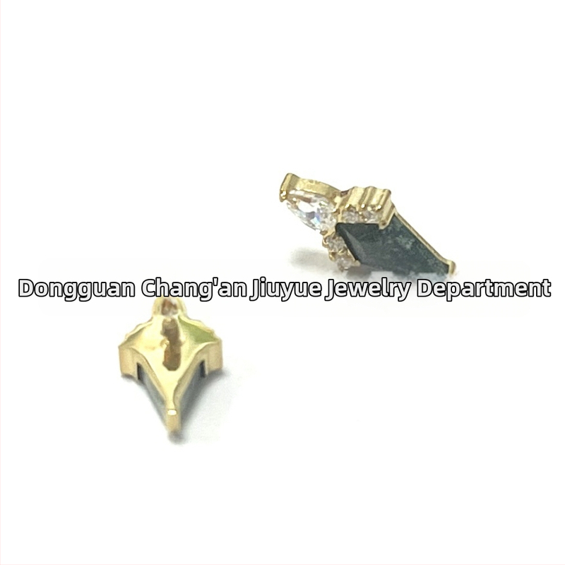 Jiuyue titanové náušnice so zirkónom a kameňom morskej riasy, geometrický unisex dizajn