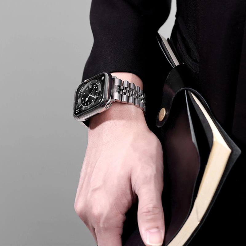 Nerūdijančio plieno laikrodžio dirželis su drugeliu sagtimi, suderinamas su Apple Watch Series 9, Huawei ir Samsung, jungties plotis 14/20/22 mm