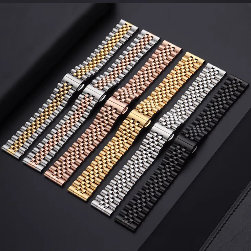 Nerūdijančio plieno laikrodžio dirželis su drugeliu sagtimi, suderinamas su Apple Watch Series 9, Huawei ir Samsung, jungties plotis 14/20/22 mm