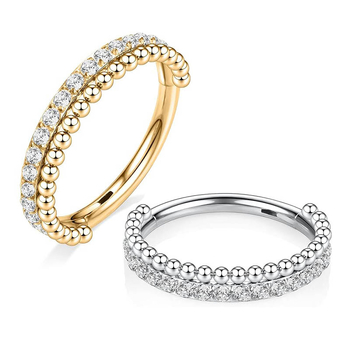 Inel nazal din oțel inoxidabil 316, zirconiu încrustat, unisex, rotund