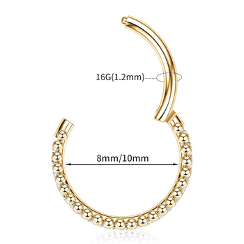 Inel nazal din oțel inoxidabil 316, zirconiu încrustat, unisex, rotund