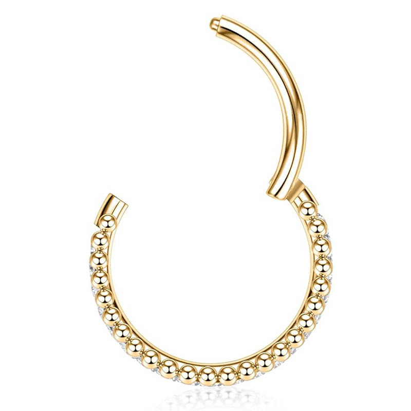 Inel nazal din oțel inoxidabil 316, zirconiu încrustat, unisex, rotund