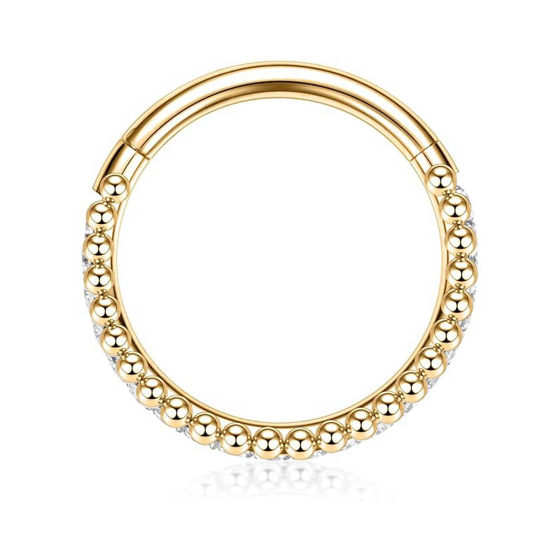 Inel nazal din oțel inoxidabil 316, zirconiu încrustat, unisex, rotund