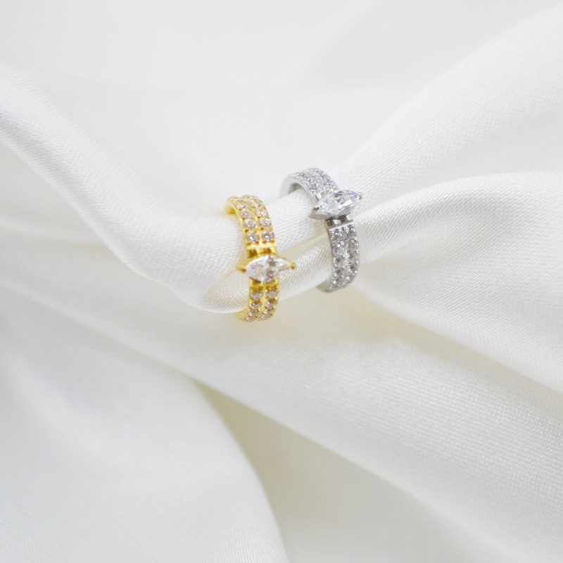 Inel nazal din oțel inoxidabil 316 cu formă de inimă și pietre zirconii în dublu rând, bijuterii feminine elegante