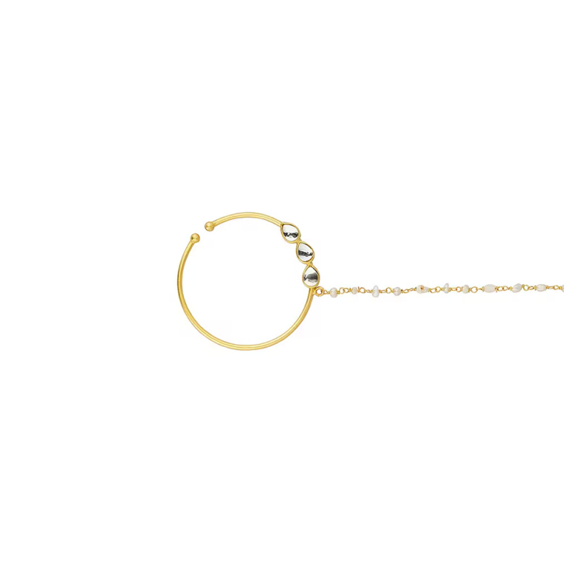 Inel nazal circular reglabil, clip-on, cu cristale rhinestone, stil etnic