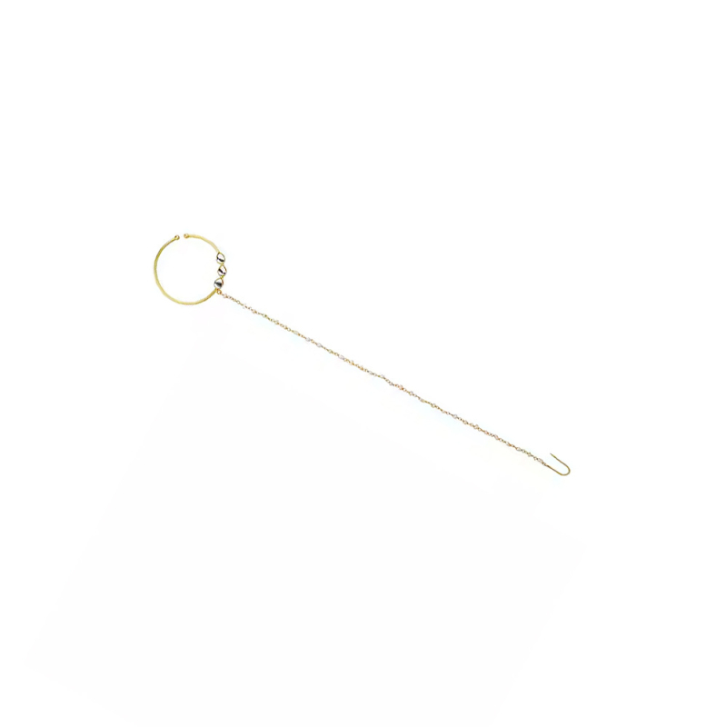 Inel nazal circular reglabil, clip-on, cu cristale rhinestone, stil etnic