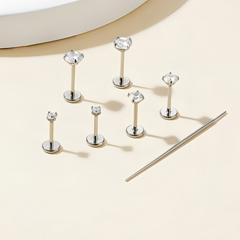 Set de inele nazale și știfturi pentru buză din oțel inoxidabil, cu zirconiu încrustat, hipoalergenic, calitate 304, finisaj placat electrochimic