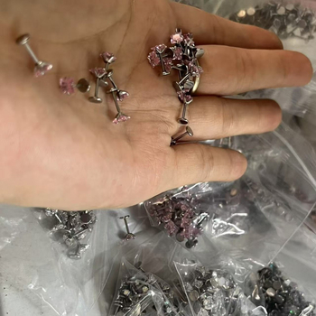 Set de inele nazale și știfturi pentru buză din oțel inoxidabil, cu zirconiu încrustat, hipoalergenic, calitate 304, finisaj placat electrochimic