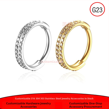 Inel nazal din aliaj de titan, cu dublu strat, formă U, zirconiu, inel circular, bijuterii piercing unisex