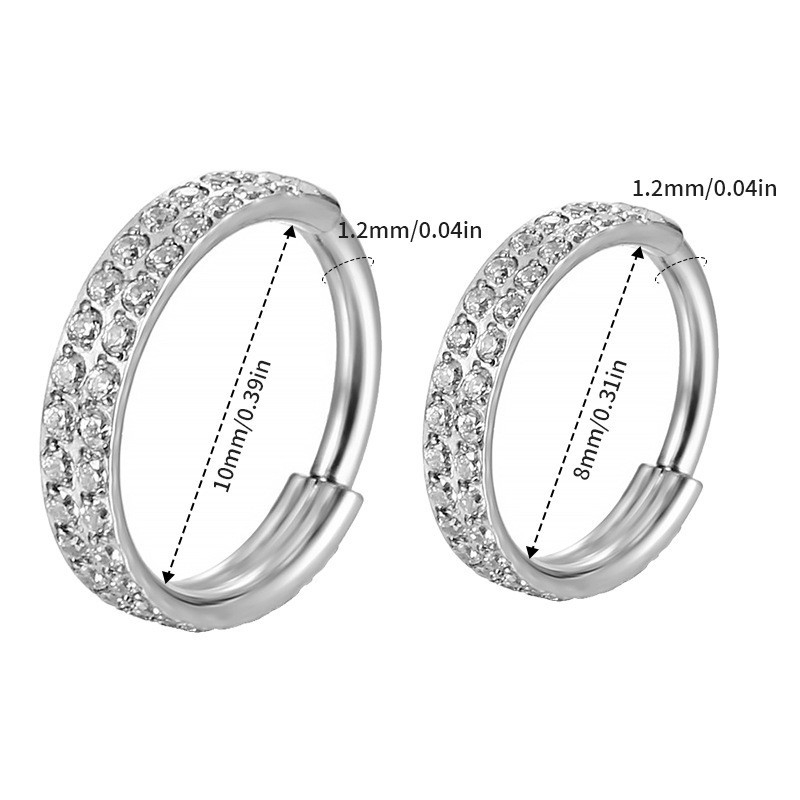 Inel nazal din aliaj de titan, cu dublu strat, formă U, zirconiu, inel circular, bijuterii piercing unisex