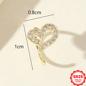 Bh11 Piersing urechi inimă cu zirconiu S925 | Argint 925 | Electroplatare | Formă inimă
