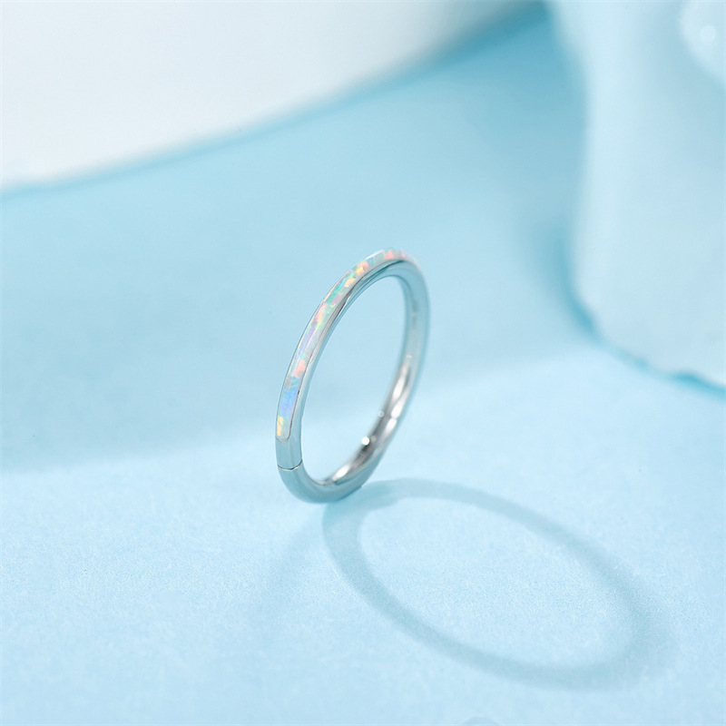 Inel nazal din oțel inoxidabil 316, formă geometrică, lucrat manual, unisex