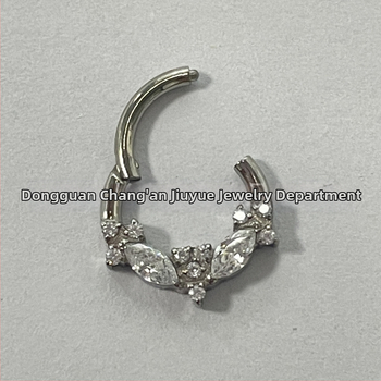 Inel nazal-cercei: aliaj de titan G23, stil unisex modern, design Bow Tie, cristal alb
