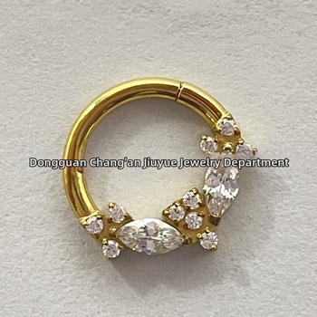 Inel nazal-cercei: aliaj de titan G23, stil unisex modern, design Bow Tie, cristal alb