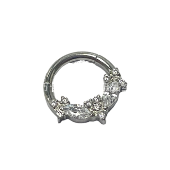 Inel nazal-cercei: aliaj de titan G23, stil unisex modern, design Bow Tie, cristal alb