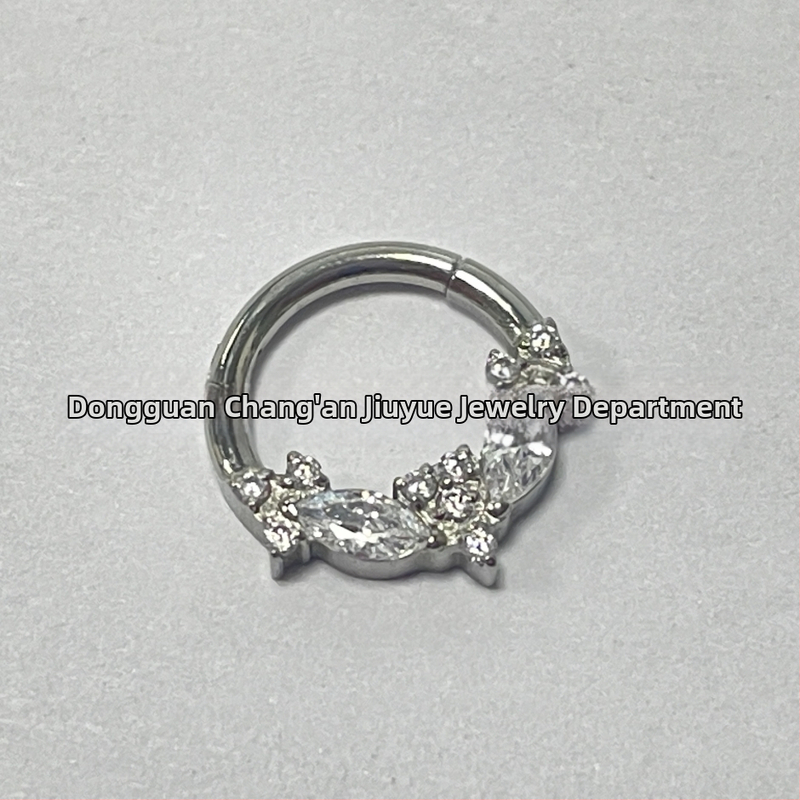 Inel nazal-cercei: aliaj de titan G23, stil unisex modern, design Bow Tie, cristal alb
