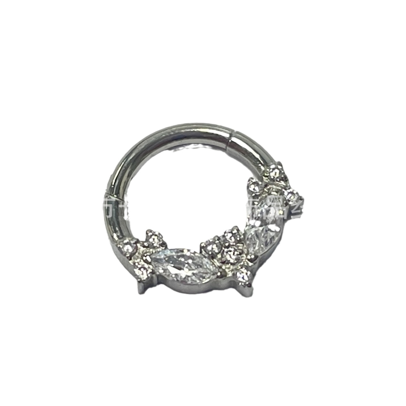 Inel nazal-cercei: aliaj de titan G23, stil unisex modern, design Bow Tie, cristal alb