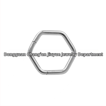 Inel nazal geometric din aliaj de titan, cu design cu balama şi cristal alb (puritate 18K)